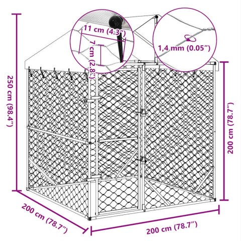 KOJEC DLA PSA Z DACHEM SREBRNY 2X2X2,5M STAL GALWANIZOWANA