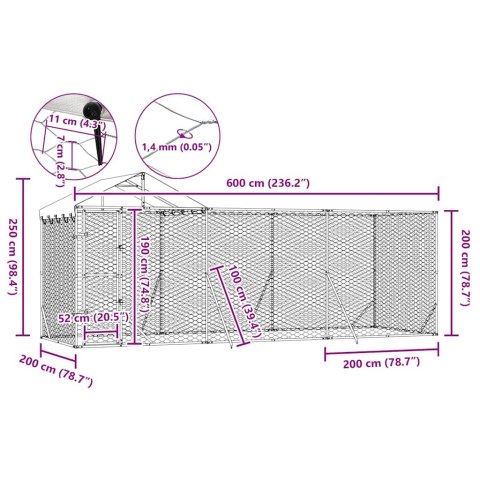 KOJEC DLA PSA Z DACHEM SREBRNY 6X2X2,5M STAL GALWANIZOWANA