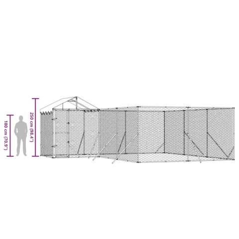 KOJEC DLA PSA Z DACHEM SREBRNY 6X6X2,5M STAL GALWANIZOWANA