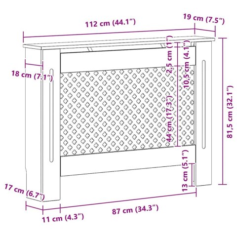 OSŁONA NA GRZEJNIK KALORYFER GRZEJNIKA KALORYFERA ANTRACYTOWA 112X19X81CM