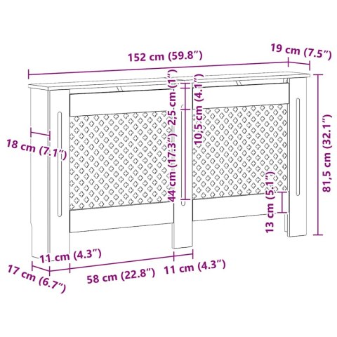 OSŁONA NA KALORYFER BIAŁA 152X19X81,5CM MDF