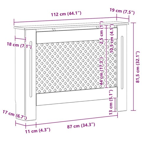 OSŁONY NA KALORYFER 2 SZT. BIAŁE 112X19X81,5CM MDF