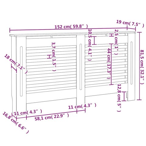 OSŁONY NA KALORYFER 2 SZT. BIAŁE 152X19X81,5CM MDF