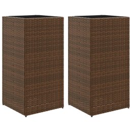 DONICE OGRODOWE 2 SZT. BRĄZOWE 40X40X80CM RATTAN PE