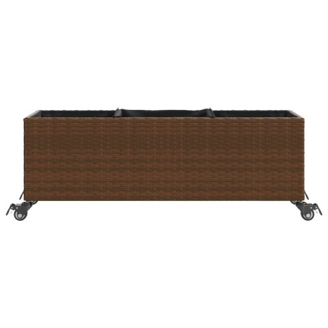 DONICE OGRODOWE Z KÓŁKAMI 2 SZT. BRĄZOWE 107X32X38CM