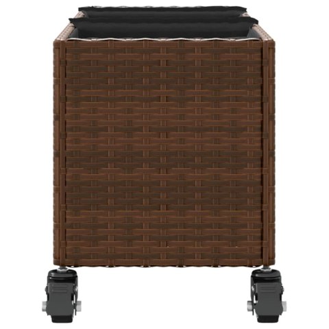 DONICE OGRODOWE Z KÓŁKAMI 2 SZT. BRĄZOWE 107X32X38CM