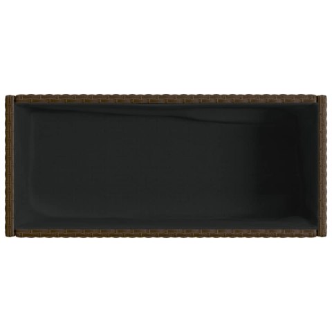 DONICE OGRODOWE Z PÓŁKĄ 2 SZT. BRĄZ 70X28X70CM POLIRATTAN