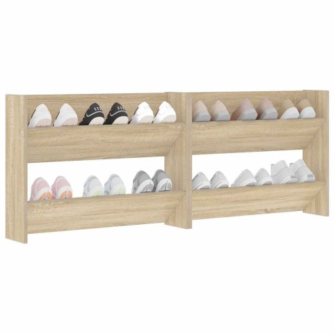 PÓŁKI ŚCIENNE NA BUTY 2 SZT. DĄB SONOMA 80X18X60CM