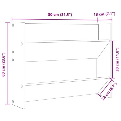 PÓŁKI ŚCIENNE NA BUTY 2 SZT. DĄB SONOMA 80X18X60CM