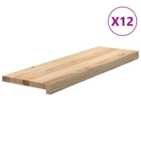 STOPNIE SCHODOWE 12 SZT. SUROWE 80X25X2CM LITE DREWNO DĘBOWE