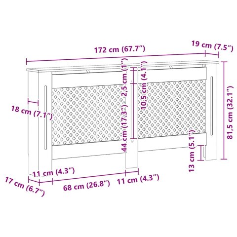 OSŁONY NA KALORYFER, 2 SZT., BIAŁE, 152X19X81,5CM, MDF