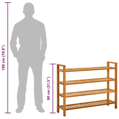 STOJAK NA BUTY Z 4 PÓŁKAMI 100X27X80CM DREWNO DĘBOWE