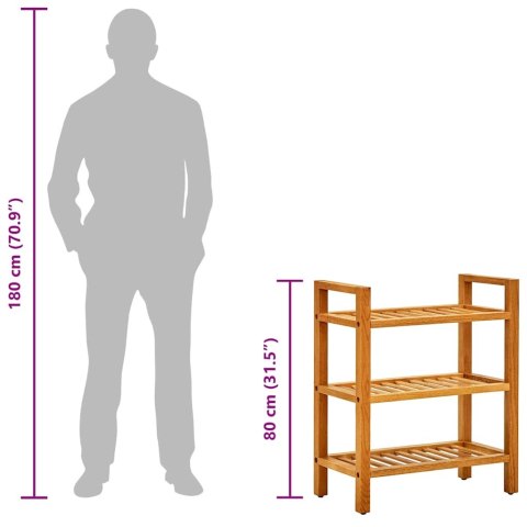STOJAK NA BUTY Z 4 PÓŁKAMI 50X27X80CM DREWNO DĘBOWE