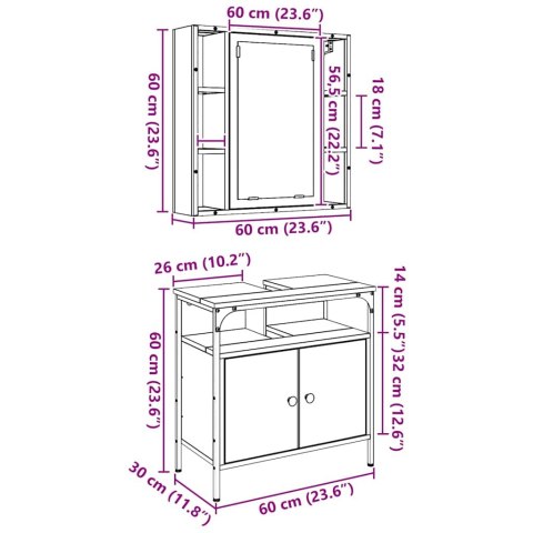 ZESTAW MEBLI ŁAZIENKOWYCH 2 PCS BRĄZOWY
