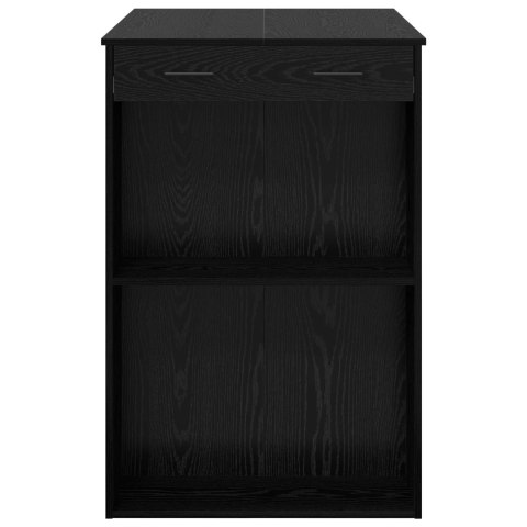 STÓŁ BAROWY Z SZUFLADĄ Z PÓŁKĄ CZARNY DĄB 102X70X103,5CM