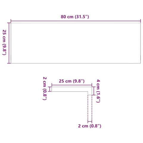 PARAPETY 2 SZT. SUROWE 80X25X2CM LITE DREWNO DĘBOWE