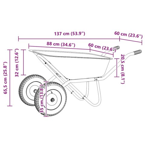 WÓZEK SREBRNY I CZARNY 137X 60X 65,5CM STAL