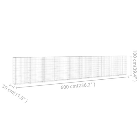 ŚCIANA GABIONOWA Z POKRYWAMI GALWANIZOWANA STAL 600X30X100CM