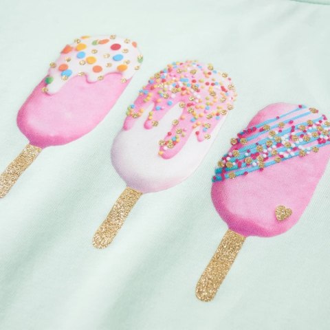 KOSZULKA DZIECIĘCA Z KRÓTKIMI RĘKAWAMI JASNOMIĘTOWA 140