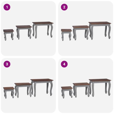 ZESTAW 3 STOLIKÓW BOCZNYCH DREWNO Z ODZYSKU