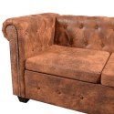 VidaXL Sofa rogowa Chesterfield sześcioosobowa brązowa, sztuczna skóra