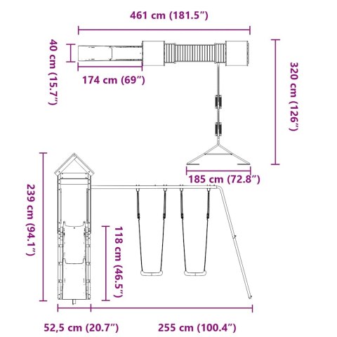 VidaXL Plac zabaw do ogrodu, impregnowane drewno sosnowe