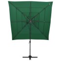 4-POZIOMOWY PARASOL NA ALUMINIOWYM SŁUPKU ZIELONY 250X250CM