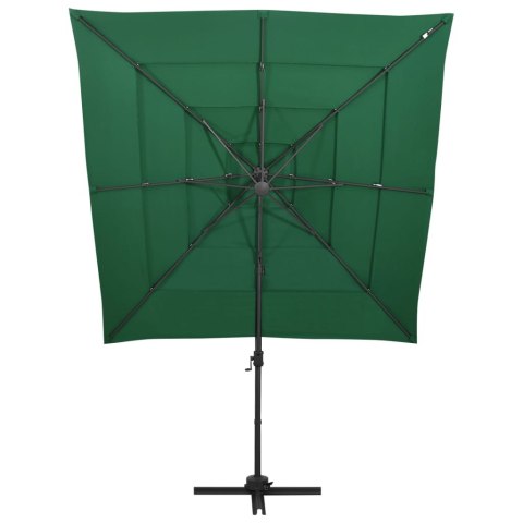 4-POZIOMOWY PARASOL NA ALUMINIOWYM SŁUPKU ZIELONY 250X250CM