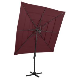 4-POZIOMOWY PARASOL NA ALUMINIOWYM SŁUPKU BORDOWY 250X250CM