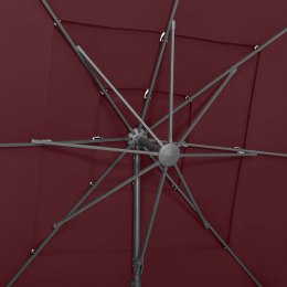 4-POZIOMOWY PARASOL NA ALUMINIOWYM SŁUPKU BORDOWY 250X250CM
