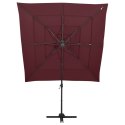 4-POZIOMOWY PARASOL NA ALUMINIOWYM SŁUPKU BORDOWY 250X250CM