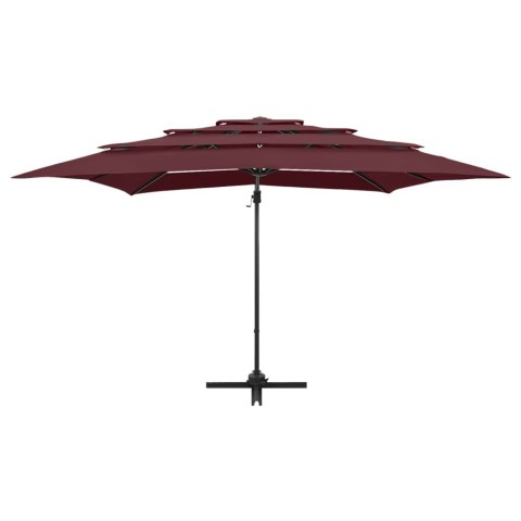 4-POZIOMOWY PARASOL NA ALUMINIOWYM SŁUPKU BORDOWY 250X250CM