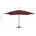 4-POZIOMOWY PARASOL NA ALUMINIOWYM SŁUPKU BORDOWY 250X250CM