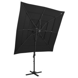 4-POZIOMOWY PARASOL NA ALUMINIOWYM SŁUPKU CZARNY 250X250CM