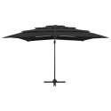 4-POZIOMOWY PARASOL NA ALUMINIOWYM SŁUPKU CZARNY 250X250CM
