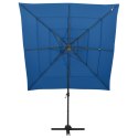 4-POZIOMOWY PARASOL NA ALUMINIOWYM SŁUPKU LAZUROWY 250X250CM