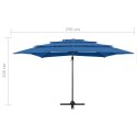 4-POZIOMOWY PARASOL NA ALUMINIOWYM SŁUPKU LAZUROWY 250X250CM