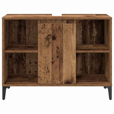 ZESTAW MEBLI ŁAZIENKOWYCH Z PÓŁKĄ Z DRZWIAMI 3 PCS STARE DREWNO