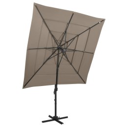 4-POZIOMOWY PARASOL NA ALUMINIOWYM SŁUPKU TAUPE 250X250CM