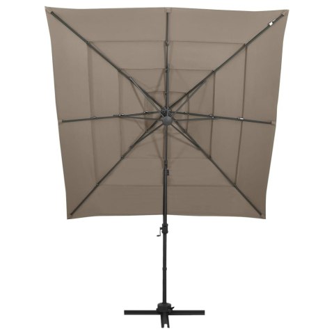 4-POZIOMOWY PARASOL NA ALUMINIOWYM SŁUPKU TAUPE 250X250CM