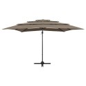 4-POZIOMOWY PARASOL NA ALUMINIOWYM SŁUPKU TAUPE 250X250CM