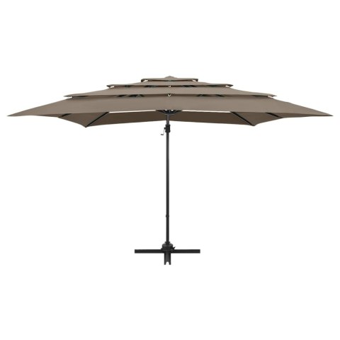 4-POZIOMOWY PARASOL NA ALUMINIOWYM SŁUPKU TAUPE 250X250CM