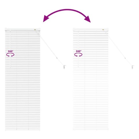 ŻALUZJE WENECKIE Z ZASŁONAMI BIAŁY 130X40CM ALUMINIUM