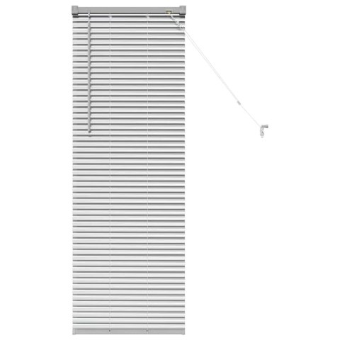 ŻALUZJE WENECKIE Z ZASŁONAMI SREBRNY 130X40CM ALUMINIUM