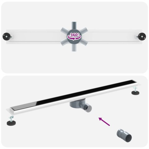 ODPŁYW PRYSZNICOWY Z SZKLANĄ POKRYWĄ I SYFONEM 360° 100CM