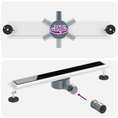 ODPŁYW PRYSZNICOWY Z SZKLANĄ POKRYWĄ I SYFONEM 360° 60CM