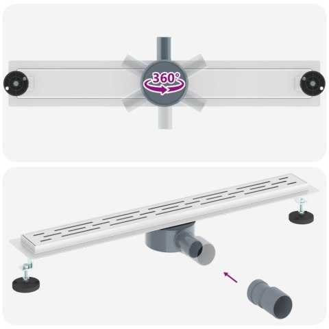 ODPŁYW PRYSZNICOWY Z SZKLANĄ POKRYWĄ I SYFONEM 360° 70CM