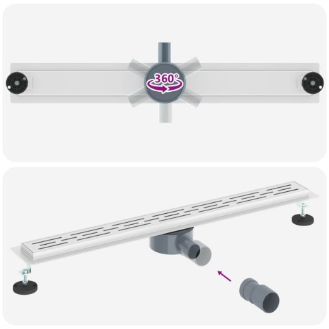 ODPŁYW PRYSZNICOWY Z SZKLANĄ POKRYWĄ I SYFONEM 360° 80CM