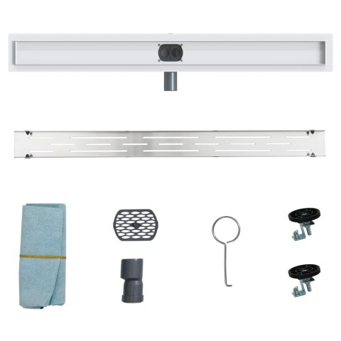 ODPŁYW PRYSZNICOWY Z SZKLANĄ POKRYWĄ I SYFONEM 360° 90CM