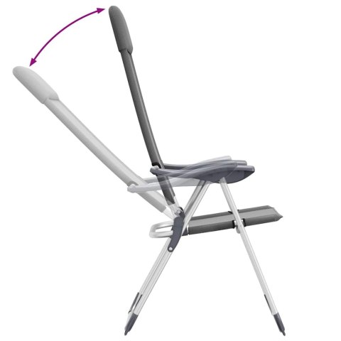 SKŁADANE KRZESŁA TURYSTYCZNE 2 SZT. SZARE ALUMINIOWE